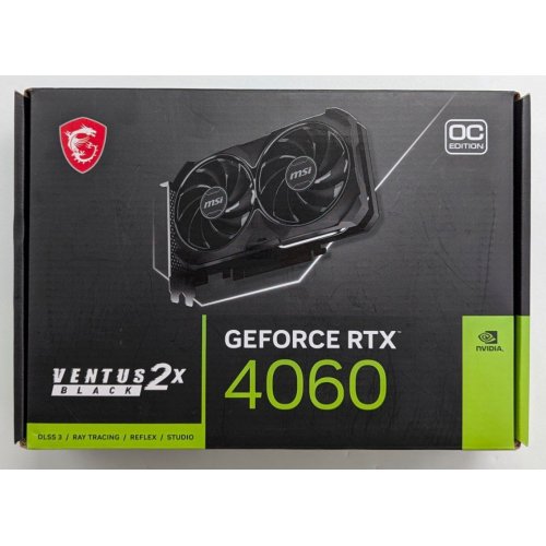 Відеокарта MSI GeForce RTX 4060 VENTUS 2X BLACK OC 8192MB (RTX 4060 VENTUS 2X BLACK 8G OC) (Відновлено продавцем, 768458) купити з перевіркою сумісності: огляд, характеристики, ціна у Києві, Львові, Вінниці, Хмельницькому, Івано-Франківську, Україні | інтернет-магазин TELEMART.UA фото