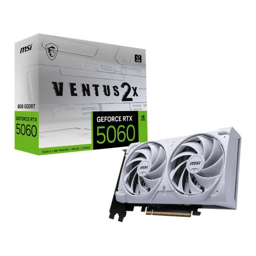 Відеокарта MSI GeForce RTX 5060 VENTUS 2X WHITE 8192MB (RTX 5060 8G VENTUS 2X WHITE) купити з перевіркою сумісності: огляд, характеристики, ціна у Києві, Львові, Вінниці, Хмельницькому, Івано-Франківську, Україні | інтернет-магазин TELEMART.UA фото