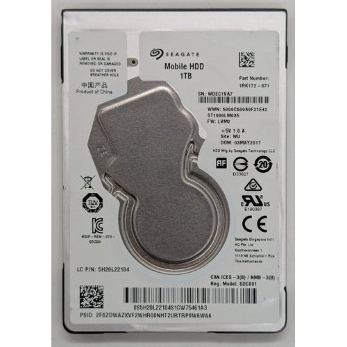 Жорсткий диск Seagate BarraCuda Pro 1TB 128MB 7200RPM 2.5" (ST1000LM049) (Відновлено продавцем, 768795) купити з перевіркою сумісності: огляд, характеристики, ціна у Києві, Львові, Вінниці, Хмельницькому, Івано-Франківську, Україні | інтернет-магазин TELEMART.UA фото