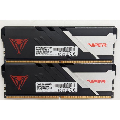 Купить Озу Patriot DDR5 16GB (2x8GB) 5600Mhz Viper Venom (PVV516G560C40K) (Восстановлено продавцом, 768807) с проверкой совместимости: обзор, характеристики, цена в Киеве, Днепре, Одессе, Харькове, Украине | интернет-магазин TELEMART.UA фото