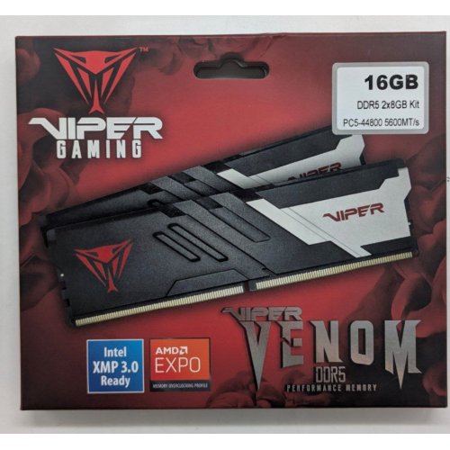 Купить Озу Patriot DDR5 16GB (2x8GB) 5600Mhz Viper Venom (PVV516G560C40K) (Восстановлено продавцом, 768807) с проверкой совместимости: обзор, характеристики, цена в Киеве, Днепре, Одессе, Харькове, Украине | интернет-магазин TELEMART.UA фото