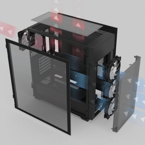 Корпус Zalman S5 Neo Tempered Glass без БЖ Black купити з перевіркою сумісності: огляд, характеристики, ціна у Києві, Львові, Вінниці, Хмельницькому, Івано-Франківську, Україні | інтернет-магазин TELEMART.UA фото