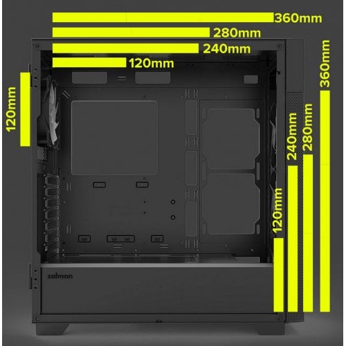 Корпус Zalman S5 Neo Tempered Glass без БЖ Black купити з перевіркою сумісності: огляд, характеристики, ціна у Києві, Львові, Вінниці, Хмельницькому, Івано-Франківську, Україні | інтернет-магазин TELEMART.UA фото