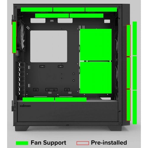 Корпус Zalman S5 Neo Tempered Glass без БЖ Black купити з перевіркою сумісності: огляд, характеристики, ціна у Києві, Львові, Вінниці, Хмельницькому, Івано-Франківську, Україні | інтернет-магазин TELEMART.UA фото