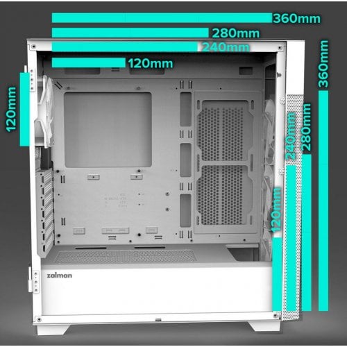 Корпус Zalman S5 Neo Tempered Glass без БЖ White купити з перевіркою сумісності: огляд, характеристики, ціна у Києві, Львові, Вінниці, Хмельницькому, Івано-Франківську, Україні | інтернет-магазин TELEMART.UA фото