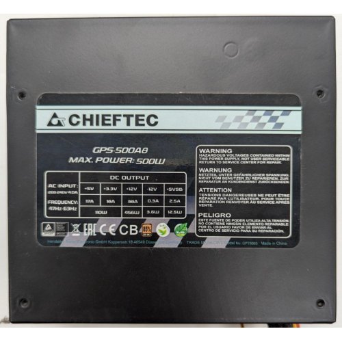 Блок живлення CHIEFTEC Smart 500W (GPS-500A8) (Відновлено продавцем, 769137) купити з перевіркою сумісності: огляд, характеристики, ціна у Києві, Львові, Вінниці, Хмельницькому, Івано-Франківську, Україні | інтернет-магазин TELEMART.UA фото