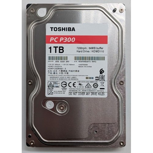 Жорсткий диск Toshiba P300 1TB 64MB 7200RPM 3.5" (HDWD110UZSVA) (Відновлено продавцем, 769138) купити з перевіркою сумісності: огляд, характеристики, ціна у Києві, Львові, Вінниці, Хмельницькому, Івано-Франківську, Україні | інтернет-магазин TELEMART.UA фото