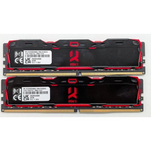 Купить Озу GoodRAM DDR4 32GB (2x16GB) 3200Mhz IRDM X Black (IR-X3200D464L16A/32GDC) (Восстановлено продавцом, 769347) с проверкой совместимости: обзор, характеристики, цена в Киеве, Днепре, Одессе, Харькове, Украине | интернет-магазин TELEMART.UA фото