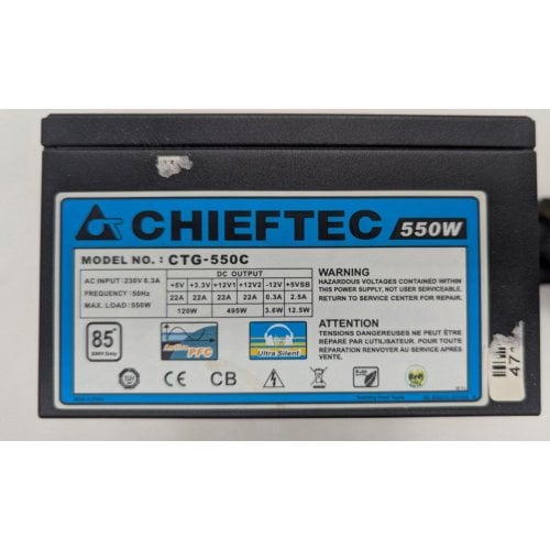 Блок живлення CHIEFTEC A-80 550W (CTG-550C) (Відновлено продавцем, 769636) купити з перевіркою сумісності: огляд, характеристики, ціна у Києві, Львові, Вінниці, Хмельницькому, Івано-Франківську, Україні | інтернет-магазин TELEMART.UA фото