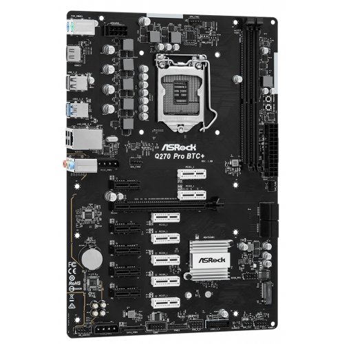 Материнська плата AsRock Q270 Pro BTC+ (s1151, Intel Q270) (Відновлено продавцем, 769789) купити з перевіркою сумісності: огляд, характеристики, ціна у Києві, Львові, Вінниці, Хмельницькому, Івано-Франківську, Україні | інтернет-магазин TELEMART.UA фото