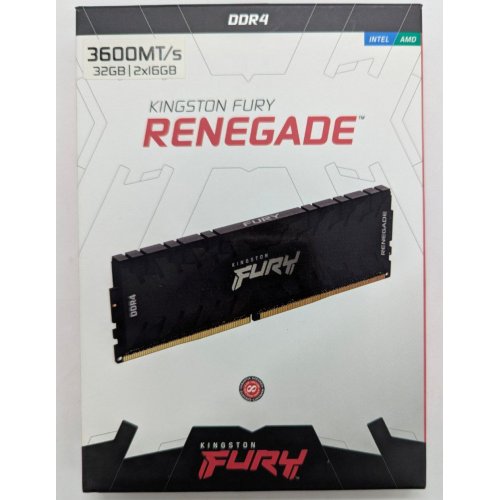 Купить Озу Kingston DDR4 32GB (2x16GB) 3600Mhz FURY Renegade Black (KF436C16RB1K2/32) (Восстановлено продавцом, 769969) с проверкой совместимости: обзор, характеристики, цена в Киеве, Днепре, Одессе, Харькове, Украине | интернет-магазин TELEMART.UA фото