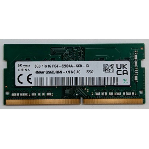 Озп Hynix SODIMM DDR4 8GB 3200Mhz (HMAA1GS6CJR6N-XN) (Відновлено продавцем, 770165) купити з перевіркою сумісності: огляд, характеристики, ціна у Києві, Львові, Вінниці, Хмельницькому, Івано-Франківську, Україні | інтернет-магазин TELEMART.UA фото