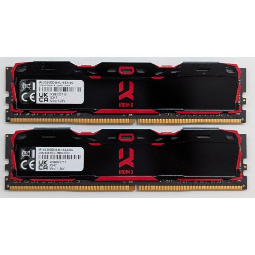 Озп GoodRAM DDR4 16GB (2x8GB) 3200Mhz Iridium X Black (IR-X3200D464L16SA/16GDC) (Відновлено продавцем, 770172) купити з перевіркою сумісності: огляд, характеристики, ціна у Києві, Львові, Вінниці, Хмельницькому, Івано-Франківську, Україні | інтернет-магазин TELEMART.UA фото