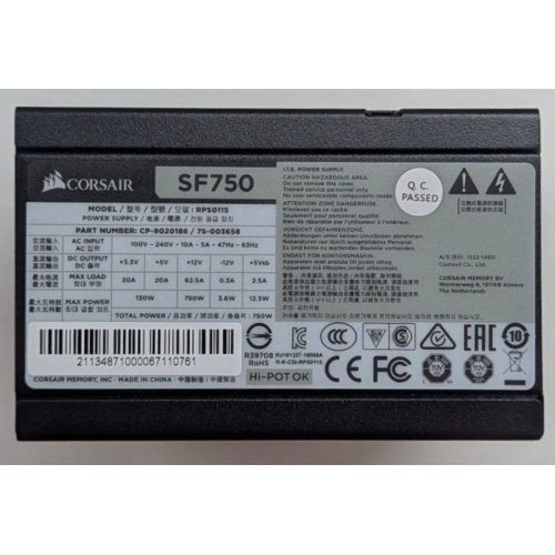 Купить Блок питания Corsair SF750 750W (CP-9020186-EU) (Восстановлено продавцом, 770439) с проверкой совместимости: обзор, характеристики, цена в Киеве, Днепре, Одессе, Харькове, Украине | интернет-магазин TELEMART.UA фото