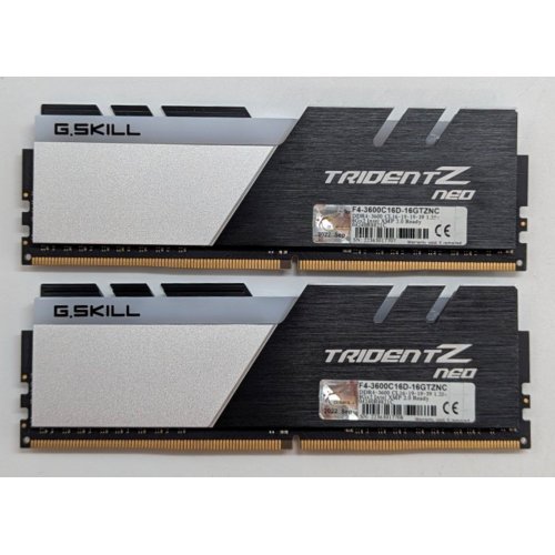 Озп G.Skill DDR4 16GB (2x8GB) 3600Mhz Trident Z Neo (F4-3600C16D-16GTZNC) (Відновлено продавцем, 770894) купити з перевіркою сумісності: огляд, характеристики, ціна у Києві, Львові, Вінниці, Хмельницькому, Івано-Франківську, Україні | інтернет-магазин TELEMART.UA фото