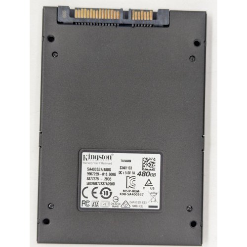Купить Ssd-диск Kingston SSDNow A400 TLC 480GB 2.5'' (SA400S37/480G) (Восстановлено продавцом, 770895) с проверкой совместимости: обзор, характеристики, цена в Киеве, Днепре, Одессе, Харькове, Украине | интернет-магазин TELEMART.UA фото