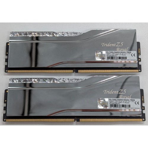 Купить Озу G.Skill DDR5 32GB (2x16GB) 7200Mhz Trident Z5 Royal Silver (F5-7200J3445G16GX2-TR5S) (Восстановлено продавцом, 771153) с проверкой совместимости: обзор, характеристики, цена в Киеве, Днепре, Одессе, Харькове, Украине | интернет-магазин TELEMART.UA фото
