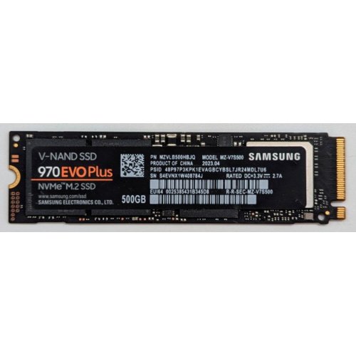 Купить Ssd-диск Samsung 970 EVO Plus V-NAND MLC 500GB M.2 (2280 PCI-E) (MZ-V7S500BW) (Восстановлено продавцом, 771195) с проверкой совместимости: обзор, характеристики, цена в Киеве, Днепре, Одессе, Харькове, Украине | интернет-магазин TELEMART.UA фото
