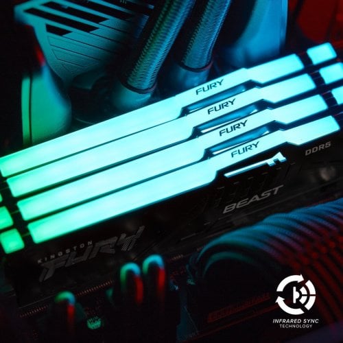 ОЗП Kingston DDR5 32GB 5200MHz FURY Beast RGB Black (KF552C40BB2A-32) купити з перевіркою сумісності: огляд, характеристики, ціна у Києві, Львові, Вінниці, Хмельницькому, Івано-Франківську, Україні | інтернет-магазин TELEMART.UA фото