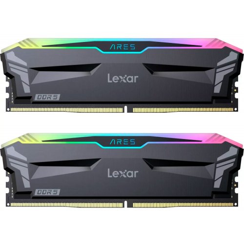 Озп Lexar DDR5 32GB (2x16GB) 6400Mhz Ares RGB Black (LD5EU016G-R6400GDLA) (Відновлено продавцем, 771412) купити з перевіркою сумісності: огляд, характеристики, ціна у Києві, Львові, Вінниці, Хмельницькому, Івано-Франківську, Україні | інтернет-магазин TELEMART.UA фото