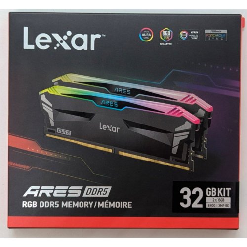 Озп Lexar DDR5 32GB (2x16GB) 6400Mhz Ares RGB Black (LD5EU016G-R6400GDLA) (Відновлено продавцем, 771412) купити з перевіркою сумісності: огляд, характеристики, ціна у Києві, Львові, Вінниці, Хмельницькому, Івано-Франківську, Україні | інтернет-магазин TELEMART.UA фото