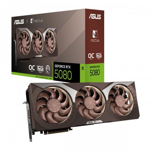 Купить Видеокарта Asus GeForce RTX 5080 Noctua OC 16384MB (RTX5080-O16G-NOCTUA) с проверкой совместимости: обзор, характеристики, цена в Киеве, Днепре, Одессе, Харькове, Украине | интернет-магазин TELEMART.UA фото