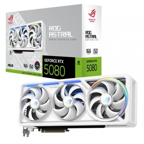 Відеокарта Asus ROG Astral GeForce RTX 5080 White 16384MB (ROG-ASTRAL-RTX5080-16G-WHITE) купити з перевіркою сумісності: огляд, характеристики, ціна у Києві, Львові, Вінниці, Хмельницькому, Івано-Франківську, Україні | інтернет-магазин TELEMART.UA фото