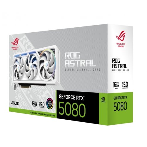 Відеокарта Asus ROG Astral GeForce RTX 5080 White 16384MB (ROG-ASTRAL-RTX5080-16G-WHITE) купити з перевіркою сумісності: огляд, характеристики, ціна у Києві, Львові, Вінниці, Хмельницькому, Івано-Франківську, Україні | інтернет-магазин TELEMART.UA фото