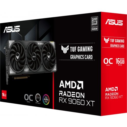 Купить Видеокарта Asus TUF Gaming Radeon RX 9060 XT OC 16384MB (TUF-RX9060XT-O16G-GAMING) с проверкой совместимости: обзор, характеристики, цена в Киеве, Днепре, Одессе, Харькове, Украине | интернет-магазин TELEMART.UA фото