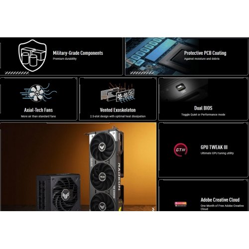 Купить Видеокарта Asus TUF Gaming Radeon RX 9060 XT OC 16384MB (TUF-RX9060XT-O16G-GAMING) с проверкой совместимости: обзор, характеристики, цена в Киеве, Днепре, Одессе, Харькове, Украине | интернет-магазин TELEMART.UA фото