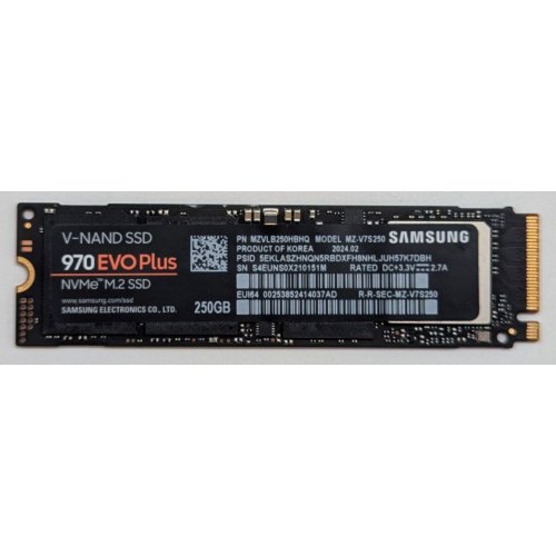 Ssd-диск Samsung 970 Evo Plus V-NAND MLC 250GB M.2 (2280 PCI-E) (MZ-V7S250BW) (Відновлено продавцем, 771474) купити з перевіркою сумісності: огляд, характеристики, ціна у Києві, Львові, Вінниці, Хмельницькому, Івано-Франківську, Україні | інтернет-магазин TELEMART.UA фото
