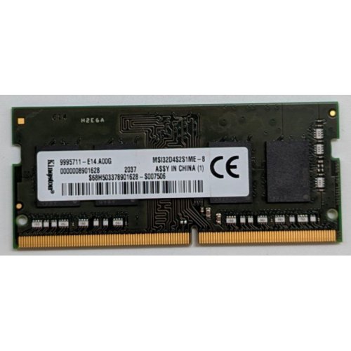 Озп Kingston SODIMM DDR4 8GB 3200Mhz (MSI32D4S2S1ME-8) (Відновлено продавцем, 771520) купити з перевіркою сумісності: огляд, характеристики, ціна у Києві, Львові, Вінниці, Хмельницькому, Івано-Франківську, Україні | інтернет-магазин TELEMART.UA фото