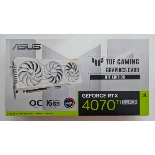 Відеокарта Asus TUF Gaming GeForce RTX 4070 Ti SUPER BTF OC White 16384MB (TUF-RTX4070TIS-O16G-BTF-WHITE) (Відновлено продавцем, 771532) купити з перевіркою сумісності: огляд, характеристики, ціна у Києві, Львові, Вінниці, Хмельницькому, Івано-Франківську, Україні | інтернет-магазин TELEMART.UA фото