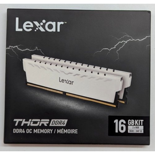 Озп Lexar DDR4 16GB (2x8GB) 3600Mhz Thor White (LD4BU008G-R3600GDWG) (Відновлено продавцем, 771547) купити з перевіркою сумісності: огляд, характеристики, ціна у Києві, Львові, Вінниці, Хмельницькому, Івано-Франківську, Україні | інтернет-магазин TELEMART.UA фото