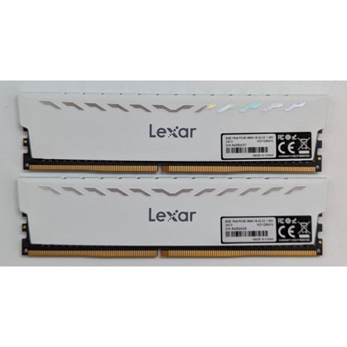 Озп Lexar DDR4 16GB (2x8GB) 3600Mhz Thor White (LD4BU008G-R3600GDWG) (Відновлено продавцем, 771547) купити з перевіркою сумісності: огляд, характеристики, ціна у Києві, Львові, Вінниці, Хмельницькому, Івано-Франківську, Україні | інтернет-магазин TELEMART.UA фото