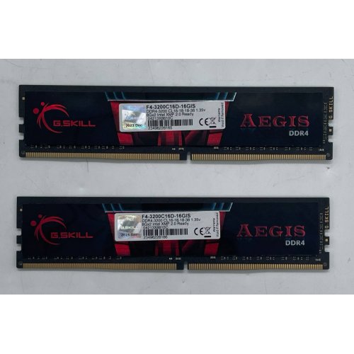 Купить Озу G.Skill DDR4 16GB (2x8GB) 3200Mhz Aegis (F4-3200C16D-16GIS) (Восстановлено продавцом, 771591) с проверкой совместимости: обзор, характеристики, цена в Киеве, Днепре, Одессе, Харькове, Украине | интернет-магазин TELEMART.UA фото