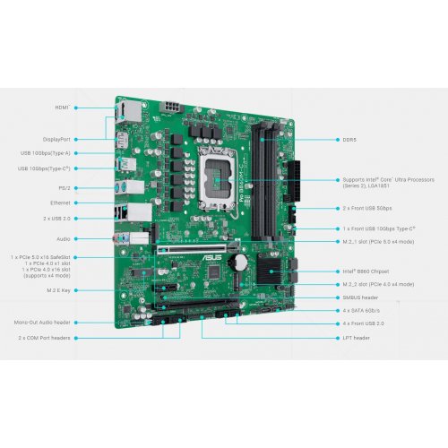 Материнська плата Asus Pro B860M-C-CSM (s1851, Intel B860) купити з перевіркою сумісності: огляд, характеристики, ціна у Києві, Львові, Вінниці, Хмельницькому, Івано-Франківську, Україні | інтернет-магазин TELEMART.UA фото