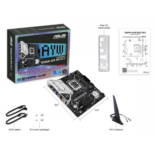 Купить Материнская плата Asus B760M-AYW WIFI D4 II (s1700, Intel B760) с проверкой совместимости: обзор, характеристики, цена в Киеве, Днепре, Одессе, Харькове, Украине | интернет-магазин TELEMART.UA фото
