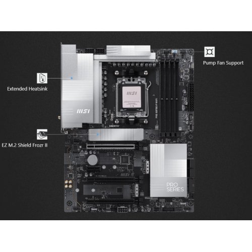 Материнська плата MSI PRO X870E-P WIFI (sAM5, AMD X870E) купити з перевіркою сумісності: огляд, характеристики, ціна у Києві, Львові, Вінниці, Хмельницькому, Івано-Франківську, Україні | інтернет-магазин TELEMART.UA фото