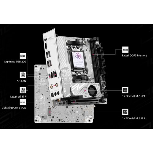 Купить Материнская плата MSI MPG B850I EDGE TI WIFI (sAM5, AMD B850) с проверкой совместимости: обзор, характеристики, цена в Киеве, Днепре, Одессе, Харькове, Украине | интернет-магазин TELEMART.UA фото