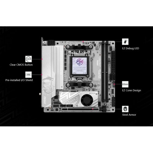 Купить Материнская плата MSI MPG B850I EDGE TI WIFI (sAM5, AMD B850) с проверкой совместимости: обзор, характеристики, цена в Киеве, Днепре, Одессе, Харькове, Украине | интернет-магазин TELEMART.UA фото