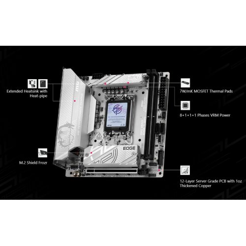 Купить Материнская плата MSI MPG B860I EDGE TI WIFI (s1851, Intel B860) с проверкой совместимости: обзор, характеристики, цена в Киеве, Днепре, Одессе, Харькове, Украине | интернет-магазин TELEMART.UA фото