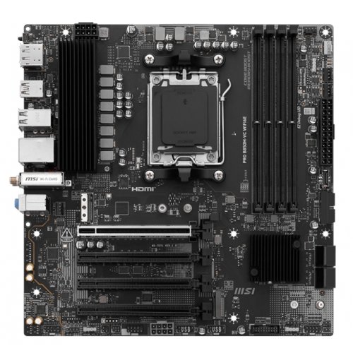 Материнська плата MSI PRO B850M-VC WIFI6E (sAM5, AMD B850) купити з перевіркою сумісності: огляд, характеристики, ціна у Києві, Львові, Вінниці, Хмельницькому, Івано-Франківську, Україні | інтернет-магазин TELEMART.UA фото