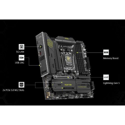 Купить Материнская плата MSI MAG B850M MORTAR (sAM5, AMD B850) с проверкой совместимости: обзор, характеристики, цена в Киеве, Днепре, Одессе, Харькове, Украине | интернет-магазин TELEMART.UA фото