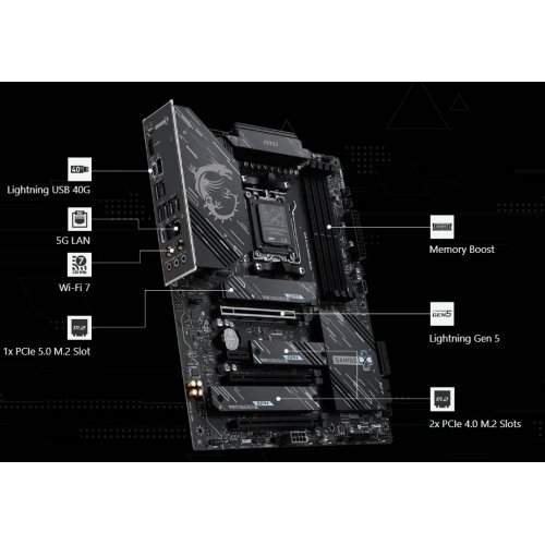 Купить Материнская плата MSI X870E GAMING PLUS WIFI (sAM5, AMD X870E) с проверкой совместимости: обзор, характеристики, цена в Киеве, Днепре, Одессе, Харькове, Украине | интернет-магазин TELEMART.UA фото