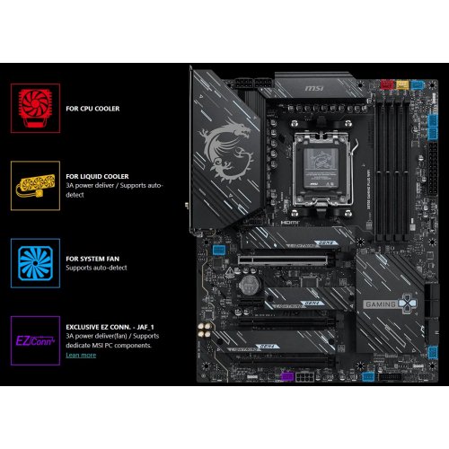 Купить Материнская плата MSI X870E GAMING PLUS WIFI (sAM5, AMD X870E) с проверкой совместимости: обзор, характеристики, цена в Киеве, Днепре, Одессе, Харькове, Украине | интернет-магазин TELEMART.UA фото
