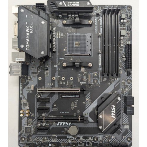 Материнська плата MSI B450 TOMAHAWK MAX (sAM4, AMD B450) (Відновлено продавцем, 771859) купити з перевіркою сумісності: огляд, характеристики, ціна у Києві, Львові, Вінниці, Хмельницькому, Івано-Франківську, Україні | інтернет-магазин TELEMART.UA фото
