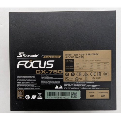 Купить Блок питания Seasonic Focus GX-750W Gold (SSR-750FX) (Восстановлено продавцом, 771882) с проверкой совместимости: обзор, характеристики, цена в Киеве, Днепре, Одессе, Харькове, Украине | интернет-магазин TELEMART.UA фото