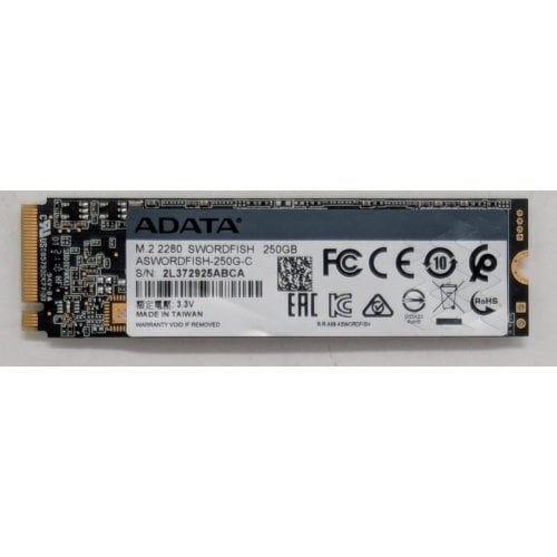 Купить Ssd-диск ADATA Swordfish 3D NAND 250GB M.2 (2280 PCI-E) NVMe x4 (ASWORDFISH-250G-C) (Восстановлено продавцом, 772090) с проверкой совместимости: обзор, характеристики, цена в Киеве, Днепре, Одессе, Харькове, Украине | интернет-магазин TELEMART.UA фото