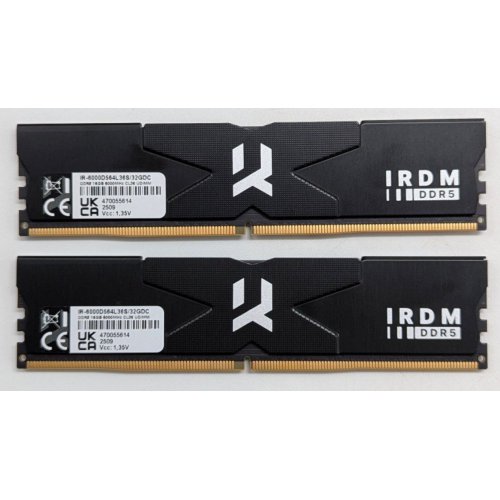Озп GoodRAM DDR5 32GB (2x16GB) 6000MHz IRDM Black (IR-6000D564L36S/32GDC) (Відновлено продавцем, 772530) купити з перевіркою сумісності: огляд, характеристики, ціна у Києві, Львові, Вінниці, Хмельницькому, Івано-Франківську, Україні | інтернет-магазин TELEMART.UA фото
